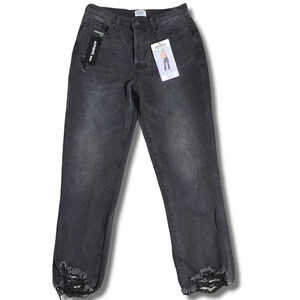 Simple Society distressed super high rise button fly black jeans NEW NWT 9/29